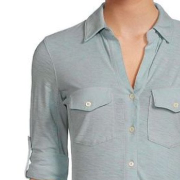 Eddie Bauer Tops - Eddie Bauer light green front pockets 100% cotton long sleeve t-shirt, size S